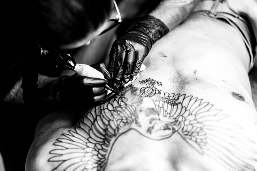 fine line detail tattoo close up